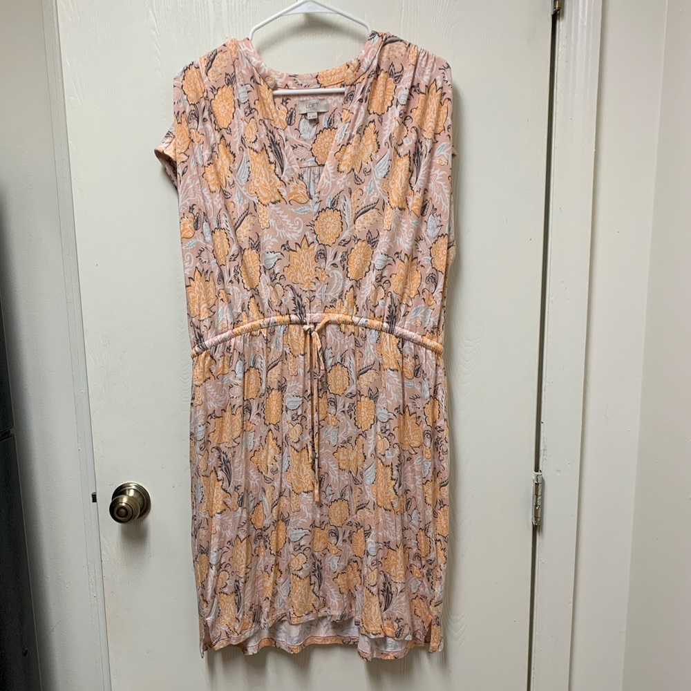 LOFT Pink & Yellow Paisley Dress